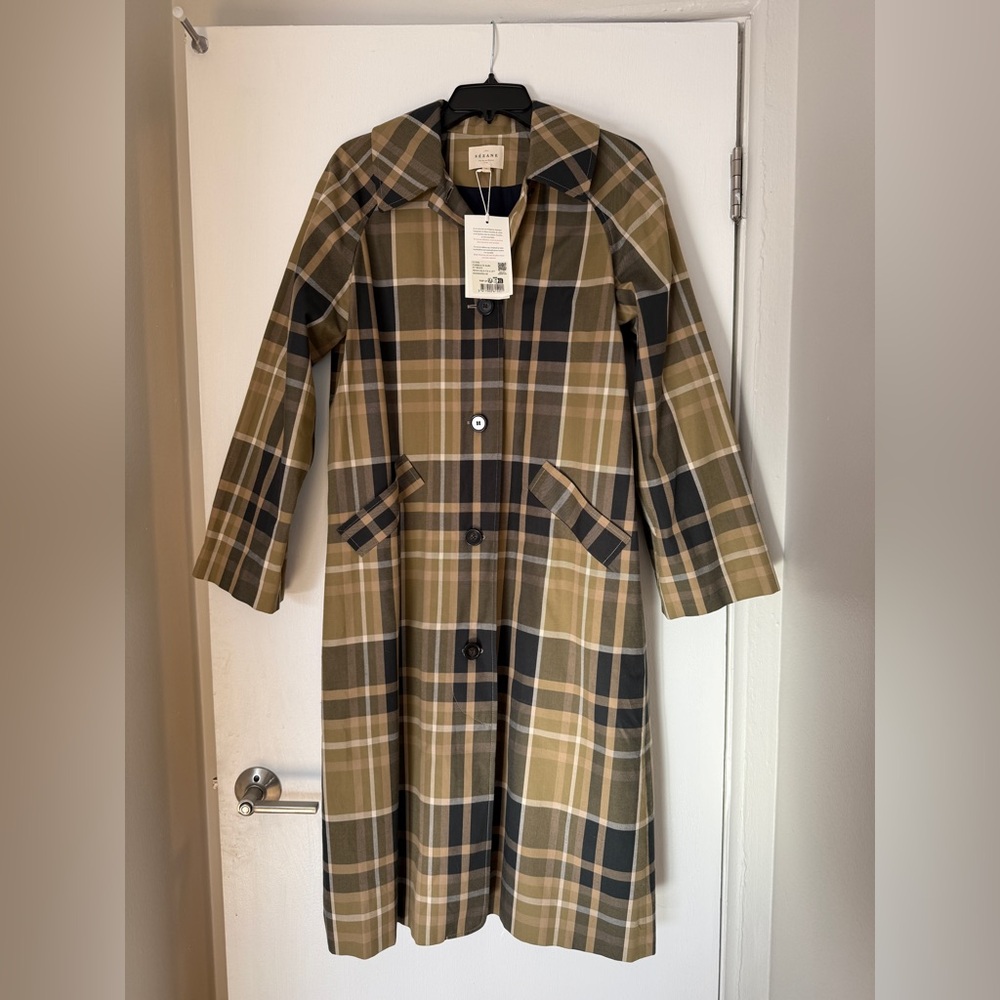 NWT Sezane Plaid  Clyde Trench Coat size 4 - Picture 3 of 5